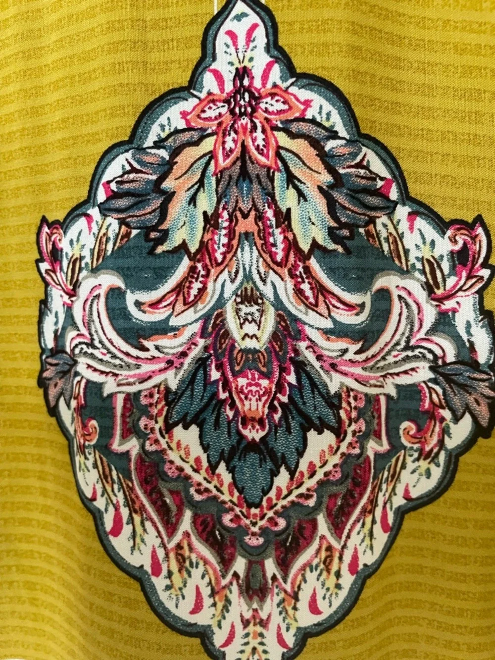 Jaase Mustard Yellow Olive Paisley Kimono Robe Cover-Up Duster M - Picture 9 of 10
